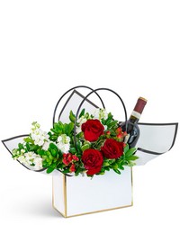 Petals and Pour Tote with Red Wine from Brennan's Florist and Fine Gifts in Jersey City